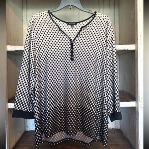 018- NOTATIONS Polka Dot 3/4 Sleeve XL